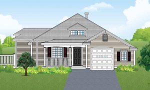 Ranch-style home with garage and covered entrance